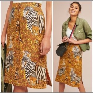 Maeve Anthropologie Jungle Zebra Skirt